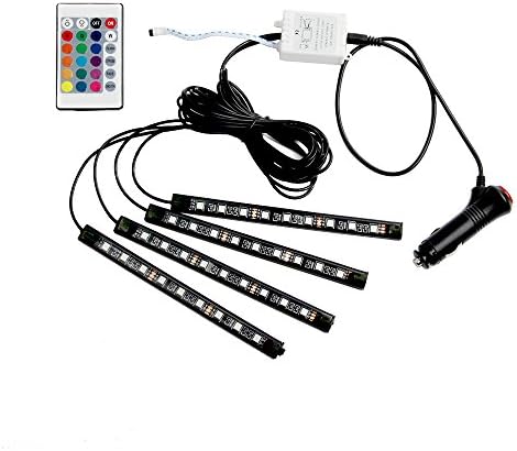 Car LED RGB Interior Atmosphere Floor Underdash Lighting & Strip Waterproof Glow Neon Decoration Lamp with Wireless Remote Control and Car Charger——Soft