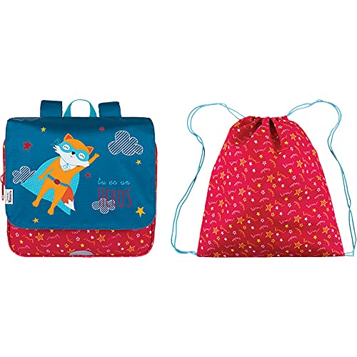 L'Ecole des Tann's Personnage Soft School Bag L'Ecole des Tann's - Superhero Blue/Red, Cartable de 29 cm, Bleu