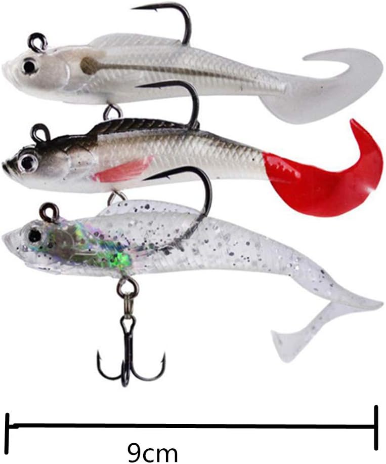 Fishing Lures, Big Soft Tail Soft Fishing Lure Jig Head Silicone Swimbait Lures Set for Sea Bass Pike Trout Perch (D 6PCS) - Image 5