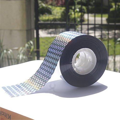 Bird Scare Tape Repellent. 150 Ft Long 2 Inch Wide ,Double Sided Diamond Shaped Holographic Flash Deterrent &amp; Light Reflector.