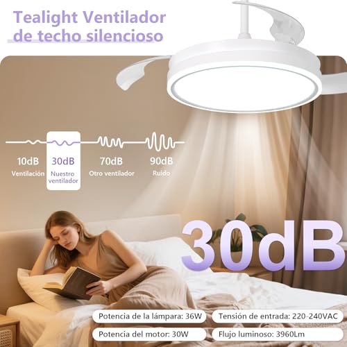 Tealight smart ceiling fan with light