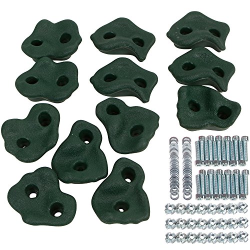 Swing Set Stuff Large Textured Rock Holds (Green) Set of 12 with SSS Logo Sticker
