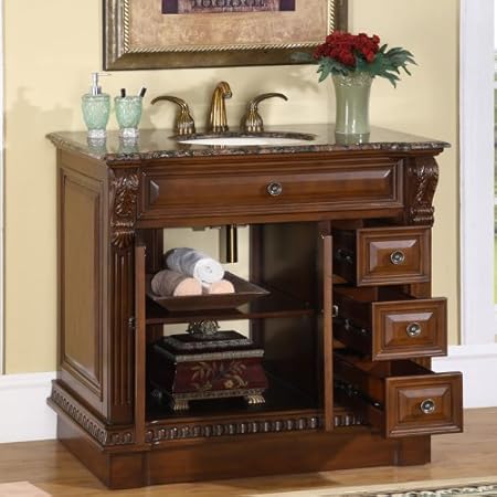 38 Bathroom Granite Stone Top Single Sink Vanity 211bb Amazon Com