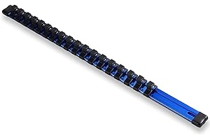 ALOANES 3/8-Inch Drive Aluminum Alloy Socket Organizer, Heavy Duty Socket Racks, Socket Holder Kit 3/8-Inch x 18 Clips (Blue)