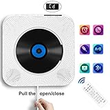 Portable CD Player with Bluetooth, Wall Mountable CD Music Player Home Audio CD Boombox with Remote Control FM Radio Built-in HiFi Speakers, USB Port and Supports SD Card, AUX Input/Output, Best Gift