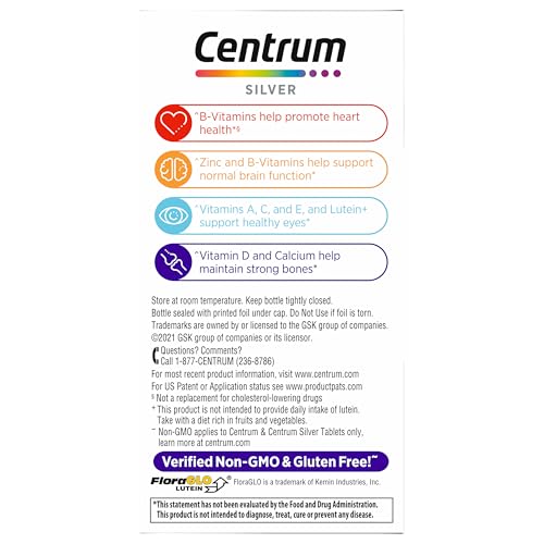 CENTRUM SILVER WOMEN’S MULTIVITAMIN FOR WOMEN 50 PLUS, MULTIVITAMIN/MULTIMINERAL SUPPLEMENT WITH VITAMIN D3, B VITAMINS, NON-GMO INGREDIENTS, SUPPORTS MEMORY AND COGNITION IN OLDER ADULTS – 65 CT