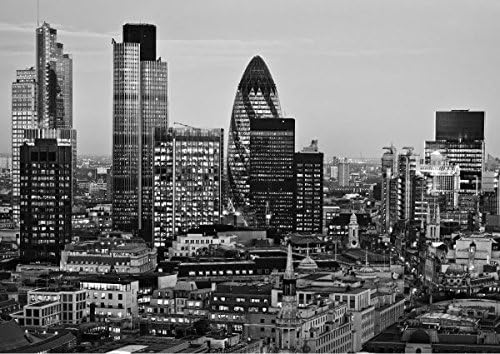 StickersWall London City Canary Wharf The Gherkin London Buildings Scenery View Wall Mural Photo Wallpaper Picture Self Adhesive (228cm(W) x 161cm(H)) 1041