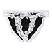 FEESHOW Men's Bowknot Sissy Maid Floral Lace Bikini Briefs Low Waist Panties Underwear Black Large (Waist 30.0-55.0