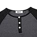 KUULEE MrWonder Men's Casual Slim Fit Raglan Baseball 3/4 Sleeve 3 Button Henley T-Shirts Deep Gray and Black M