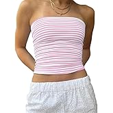 Tube Top Going Out Strapless Crop Tops Backless Bandeau Striped y2k Cute Summer Clothes for Women Teen Girls 2025