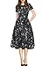 oxiuly Women's Round Neck Short Sleeve Floral Casual Pocket Tunic Party Cocktail Swing Summer Dress OX262 (M, Black Floral)