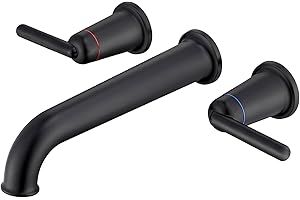 Wintap Wall Mount Tub Filler Tub Faucet with Rough-in Valve High Flow Tub Faucets 2-Handle Wall Mounted Bathtub Faucet Brass Roman Bath Tub Faucet Set Matte Black (WT-9806BK)