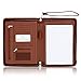 Zippered Business Padfolio with Junior Legal Notepad - Light Brown PU Leather Portfolio Binder & Organizer Folder with 8 Inch Tablet Sleeve by Lautus Designs