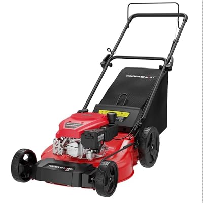 PowerSmart 21" 3-in-1 Push Lawn Mower, 144cc Engine,Mulching, Bagging, Discharging, High Wheels, Lightweight and Easy Assembly,6 Cutting Height, Lightweight,for Garden Yard