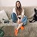 (4PC) Moisturizing Socks,Heel Spa Socks, Soft Gel Socks Inner Lining Infused with Essential Oils and Lotions -Best for Cracked Heel,Rough Calluses,Soften Dry feet/for Women & Men. (Black & Orange)