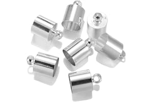 AGCFABS 50pcs/lot 3 4 5 6 7 8 9 10mm End Tip Cap Fit for Tassel Leather Cord End Crimp Caps Beads Caps Supplies for DIY Bracelet Jewelry Making 7 Colors (Silver, 8mm*12mm(0.31inch*0.47inch)-50pcs)