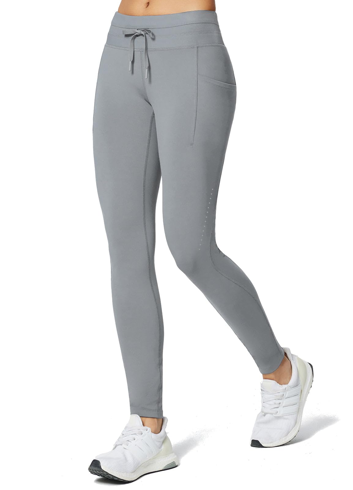 baleaf Fleece Lined Leggings Women Thermal Warm Winter Tights Waterproof High Waisted Ski Hiking Pants Gear with Pockets Grey L Image