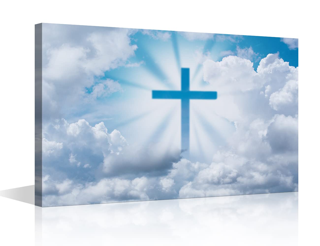 Christian Sky Crosses Canvas Wall Art Large Christian Church Religious Canvas Art Print for Living Room Bedroom Dining Room Office Wall Decor Stretched and Framed Ready to Hang - 18" W x 12" H