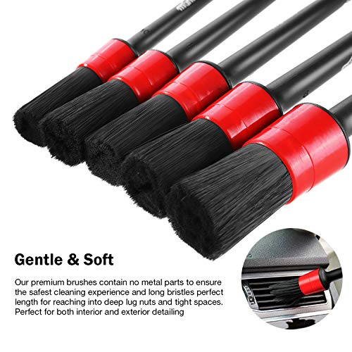 Manfiter Detailing Brush Set, Car Duster, Auto Detail Brush Set with Car Dash Duster Brush for Car Motorcycle Automotive Cleaning Wheels, Dashboard, Interior, Exterior, Leather, Air Vents