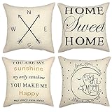 YOUR SMILE Set of 4 Decorative Throw Pillow Cover Cushion Case Square 18 x 18 Inch(You are My Sunshine)