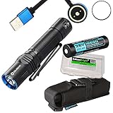 EdisonBright Olight M2R Warrior USB rechargeable 1500 Lumen CREE LED tactical Flashlight EDC, 18650 rechargeable battery, magnetic charging cable with BBX3 battery carry case bundle