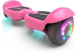 SUNDERWELL Electric Hoverboards with Bluetooth Speaker and LED Lights, Self Balancing Scooter with 6.5" all Terrain Capable Tire, Top Speed of 10MPH, Kid's Surprise Gift(Pink)