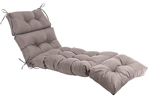 QILLOWAY Indoor/Outdoor Chaise Lounge Cushion,Spring/Summer Seasonal All Weather Replacement Cushions. (Tan/Grey)