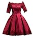 Fanhao Women's Off The Shoulders Lace Sleeves Short Evening Gown Cocktail Dress