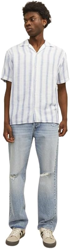 JORNOTO Stripe Resort Shirt SS, Ballerino di Nuvola, S