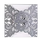 Luxury Silver Gray Laser Cut Lace Floral Wedding Invitation Invite Card, Cover Only (50PCS)