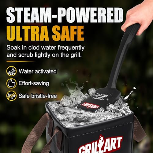 GRILLART Grill Brush Bristle Free, SteamWizards [Safe & Efficient] Grill Cleaner Brush for All Grill Grates, Replaceable Pad BBQ Grill Brush for Outdoor Grill, Grill Accessories, Gifts for Men/Dad