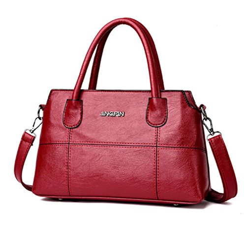 Women Handbag,Todaies Fashion Women Leather Splice Handbag Women Shoulder Bag Crossbody Bag Tote Bag 2018 (30cm(L) 10cm(W) 18cm(H), Red) - Thumbnail 4