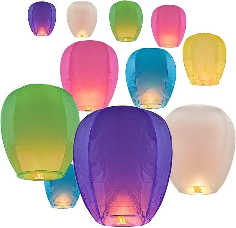 Photo 1 of 1 Multi Color Paper Lanterns Set with a Marker Pen Suitable for Party Wedding Festival Supplies Birthdays, Memorials and Parties