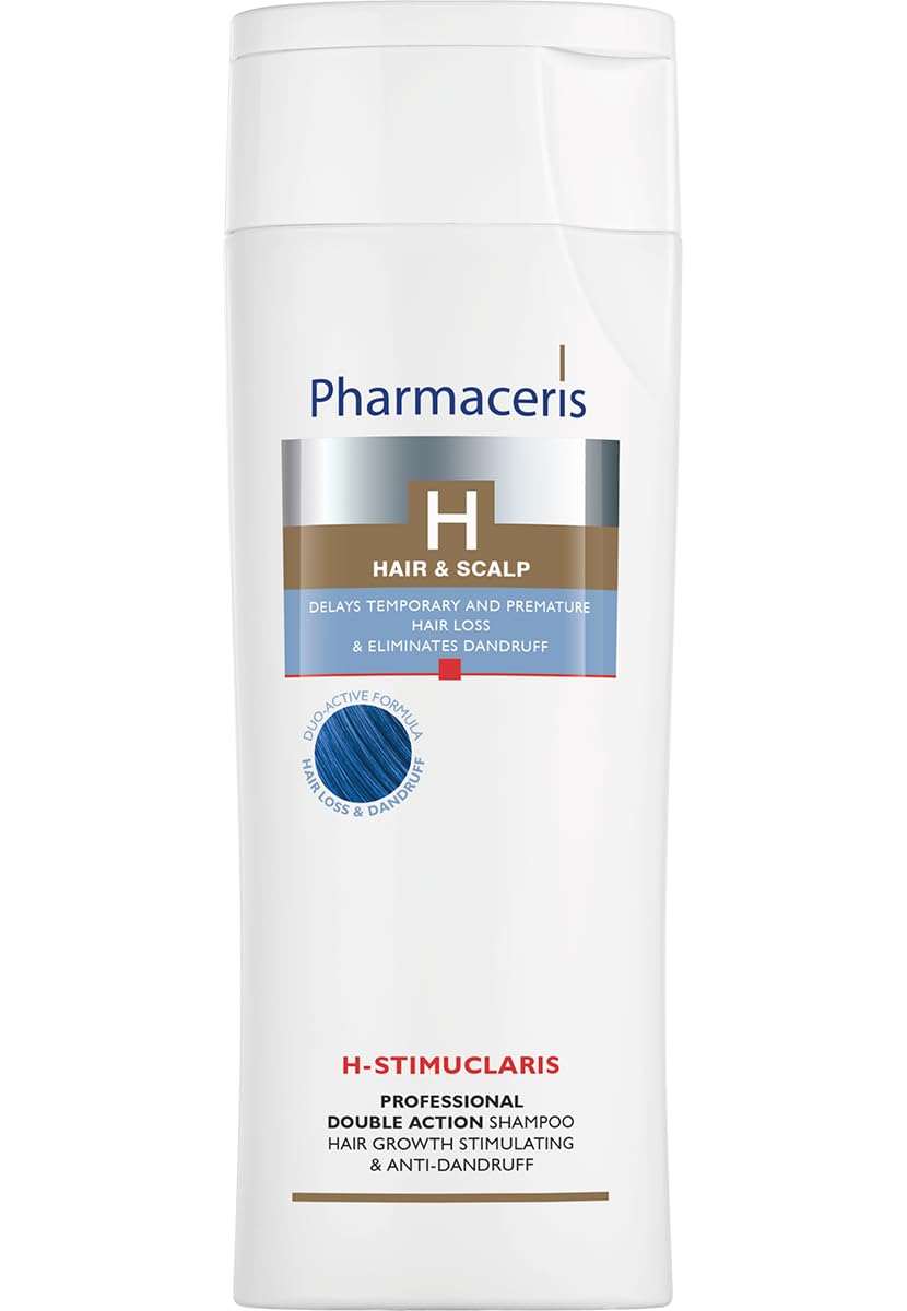 Pharmaceris H Stimuclaris, Double Action Shampoo, Hair Growth Stimulating and Anti-Dandruff Shampoo, Against Greasy Hair, Women and Men Hair Care - 250 ml