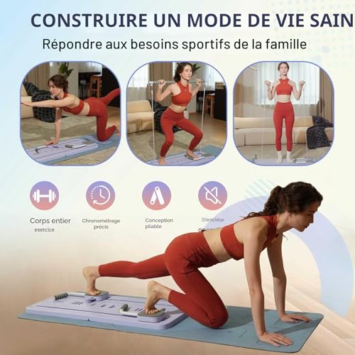 ExeractFit Mini Reformer Pilates Kit with Pilates Bar and Resistance Bands, Pilates Board Pilate Board Home Multifunctional Abdominal Roller Workout Equipment