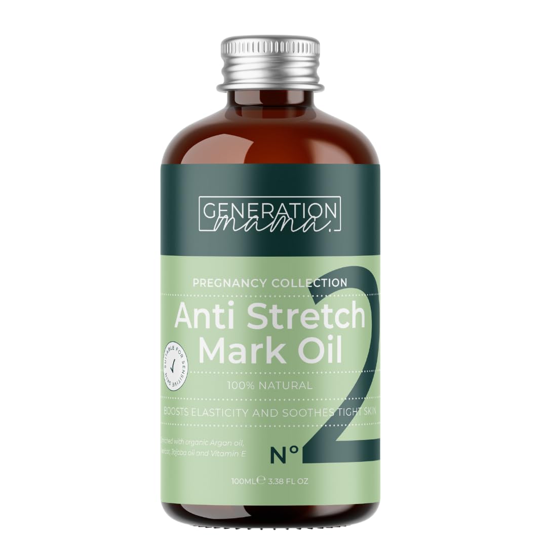Generation Mama Stretch Mark Oil - 100% Natural - Organic - Made in the UK - Vegan Body Oil to Improve the Appearance of Scars Stretch Marks and Uneven Skin Tone - Ideal for Pregnancy