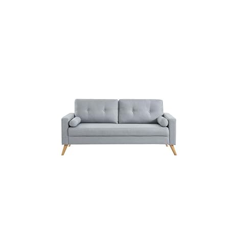Ibra Canapé Droit Fixe 3 Places Tissu Gris Clair