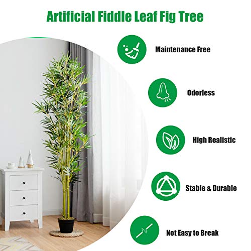 Goplus Artificial Bamboo Tree, 6 Feet Tall Faux Potted Tree, Large Fake