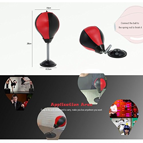 Stress Buster Desktop Punching Bag with Pump Desk Speed Bag with Stand for Heavy Duty Anxiety Relief Freestanding Kit Accessory for Adult and Children Red and Black