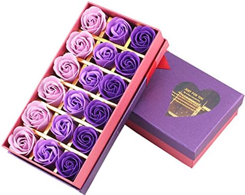 18 Bath Soap Rose Flower, SPANE Flora Scented Flower Set, Plant Essential Oil Soap, Gift for Valentine's Day / Mother's Day (purple)