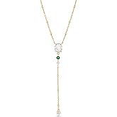 Long Drop 18K Gold Plated Stacked Layered Beaded Green Emerald CZ Pendant Necklace For Wome by SNGIA, Dainty Trendy Birthstone Gemstone Statement Jewelry Gifts, Bohemian Vintage Handmade Unique Exaggerated Cute Thin Skinny Dainty Chain, Summer Beach Fashion Nickle Free Rhinestone Accessories