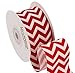 LaRibbons 1-1/2 inch Wide Chervon Zigzag Printed Grosgrain Ribbon by 10 Yard Spool (250 Poppy Red)