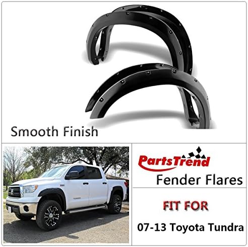 4pcs Black Smooth Finish Pocket-Riveted Fender Flares Kit Wheel Cover Set for 2007-2013 Toyota Tundra