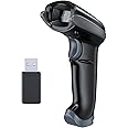 TEEMI 2D Bluetooth Barcode Scanner Wireless QR Code Reader Handsfree Screen Scanning Bar Code Scan Gun with One Press Battery Replaceable Feature (No USB Cradle)