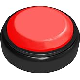 Randomly Play (3) 10 Second Messages (Black Base/Red Top) by Custom Easy Button&reg;