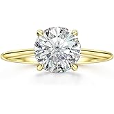 Michooyel 18K Gold Plated Round Cut Solitare 925 Sterling Silver | 2ct Engagement Ring Women, Wedding Ring, Promise Ring Cubic Zirconia