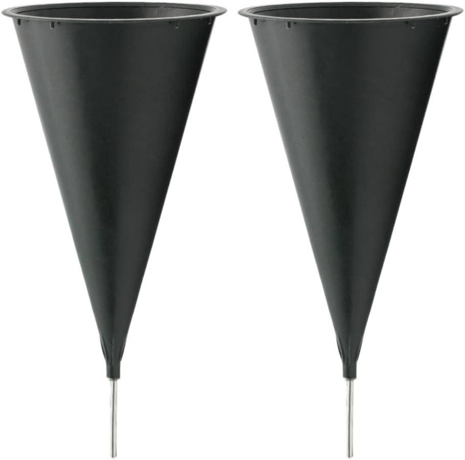 Decorative Garden Stakes - Royal Imports Grave Cones Flowers Holder Decorations for Cemetery, Outdoor Memorial Markers, Floral Vase Plastic Pot with Metal Ground Spikes/Stakes, Medium, Set of 2