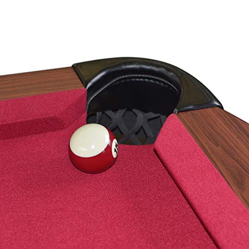 Lancaster Gaming Company 90 Inch Classic Design Pool Table w/ 2 Cues, Burgundy