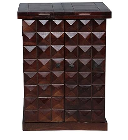 Ringabell Altavista Sheesham Wood Diamond Provincial Teak Finish Solid Mini Bar Cabinet