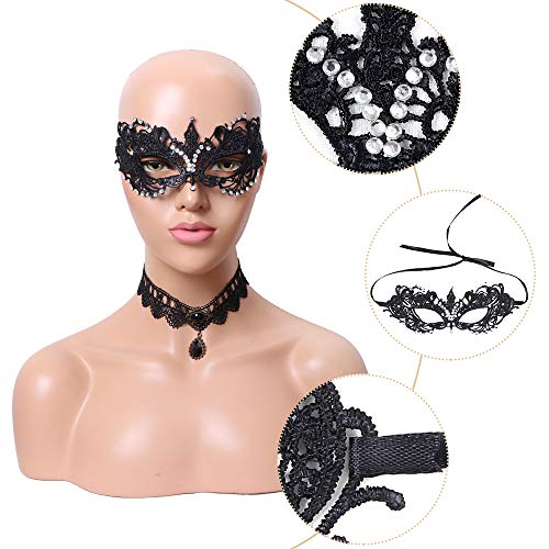 YMHPRIDE-Maschera-per-Mascherata-per-Coppie-Maschera-Veneziana-con-Strass-Maschera-per-Mardi-Gras-Maschera-in-Pizzo-per-Donne-Maschera-da-Ballo-da-Ballo-Maschera-per-Costume-di-Halloween-Nero